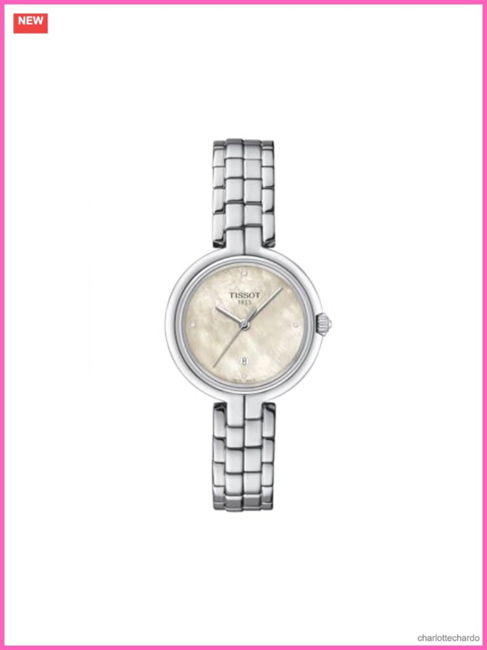 Swiss Quartz Diamond Accent 30mm Round Watch with Butterfly Clasp